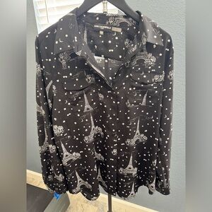 Karl Lagerfeld Black and White Star Print Blouse